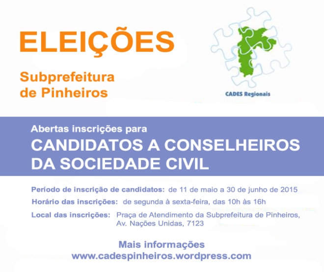 Cartaz Eleiçoes do CADES - Pinheiros 2015a